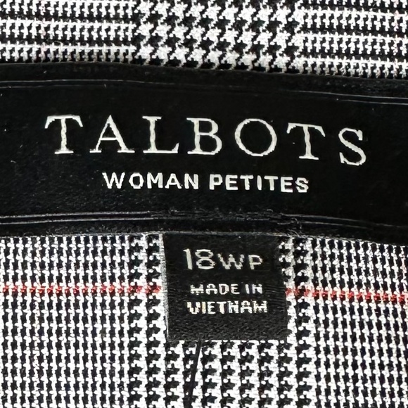 New Talbots Blazer Jacket Coat Sz 18WP 18W Petite Plaid Houndstooth Gray Black - Picture 5 of 6